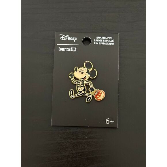 Loungefly Disney Mickey Mouse Skeleton Trick or Treat Enamel Pin - Picture 1 of 2